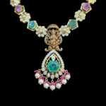 Divine Lakshmi Antique Gold Emerald Necklace