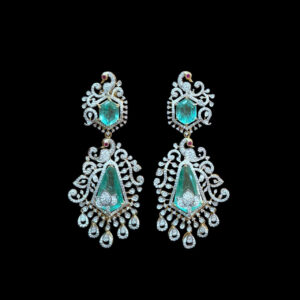 Ethereal Peacock Emerald & Diamond Chandelier Earrings