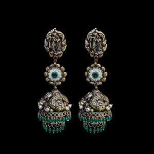 Divine Balaji Antique Gold Temple Jhumka Earrings