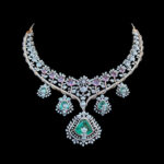 Grand Emerald & Pink Sapphire White Gold Bridal Necklace