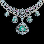 Grand Emerald & Pink Sapphire White Gold Bridal Necklace