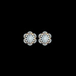 Elegant Scalloped Gold & Diamond Cluster Stud Earrings
