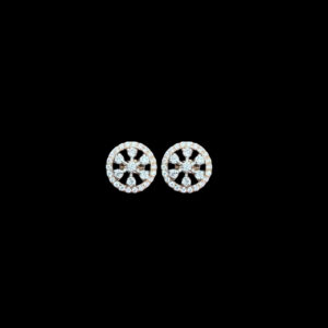 Radiant Wheel Gold & Diamond Halo Stud Earrings