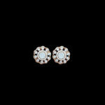 Dainty Diamond Scalloped Floral Rose Gold Stud Earrings