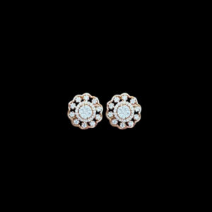 Dainty Diamond Scalloped Floral Rose Gold Stud Earrings