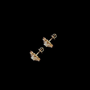 Dainty Diamond Scalloped Floral Rose Gold Stud Earrings