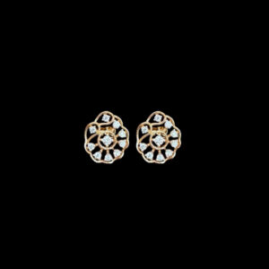Elegant Diamond Floral Filigree Rose Gold Stud Earrings