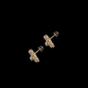 Elegant Diamond Floral Filigree Rose Gold Stud Earrings