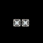Radiant Diamond Floral Square Rose Gold Stud Earrings