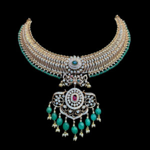 Regal Emerald & Diamond Bead-Drop Choker