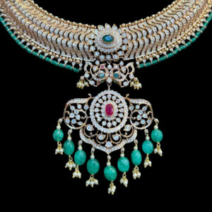 Regal Emerald & Diamond Bead-Drop Choker