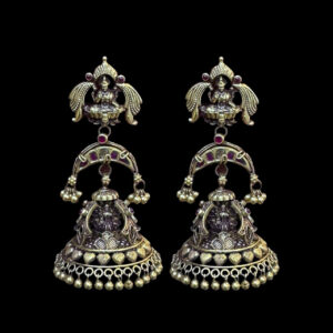 Divine Lakshmi Antique Gold Temple Jhumka Earrings