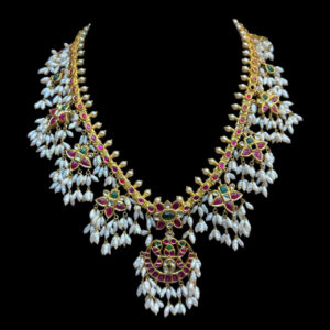 Regal Ruby & Pearl Guttapusalu Kundan Necklace