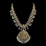 Majestic Lakshmi Ruby & Emerald Antique Gold Temple Haram