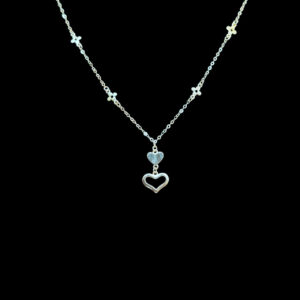 Graceful Gold Heart Drop & Floral Station Chain