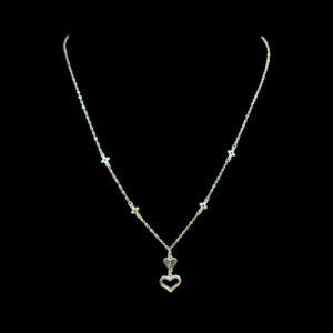 Graceful Gold Heart Drop & Floral Station Chain
