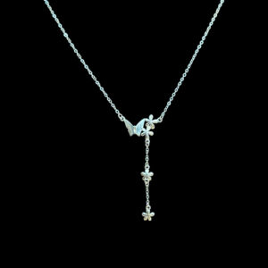 Playful Gold Butterfly & Floral Lariat Chain