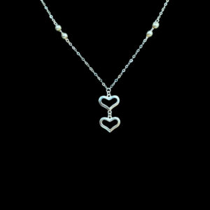 Whimsical Gold Double Heart Drop Chain