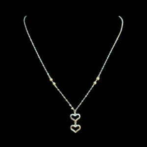 Whimsical Gold Double Heart Drop Chain