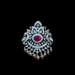 Majestic Twin Peacock Ruby & Diamond Gold Bead Pendant