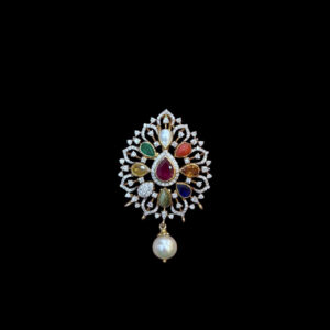 Divine Navratna Nine-Gem Diamond Pearl Pendant