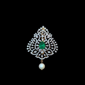 Ethereal Emerald & Diamond Paisley Pearl Pendant