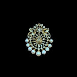 Majestic Twin Peacock Emerald & Diamond Pearl Pendant