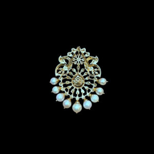Majestic Twin Peacock Emerald & Diamond Pearl Pendant