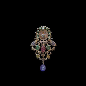 Ornate Carved Multi-Stone Morganite Antique Pendant