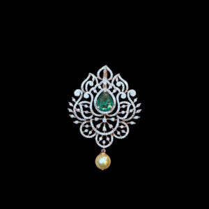 Ethereal Emerald & Diamond Floral Pearl Pendant