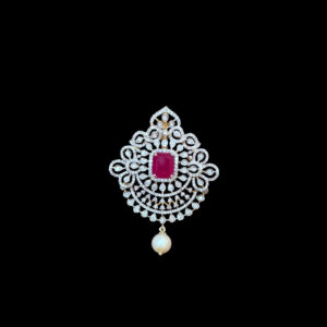 Radiant Ruby & Diamond Pearl Drop Pendant