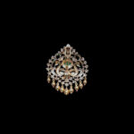 Regal Peacock Emerald & Diamond Gold Bead Pendant