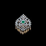 Regal Peacock Emerald & Diamond Gold Bead Pendant