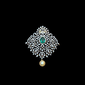 Graceful Emerald & Diamond Pearl Drop Pendant