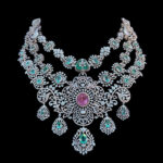 Majestic Peacock Emerald & Diamond Bridal Necklace