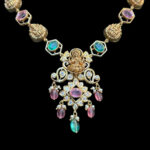 Divine Lakshmi Antique Gold Multistone Necklace