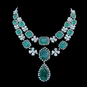 Regal Emerald & Diamond Grand Bridal Necklace