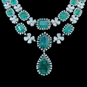 Regal Emerald & Diamond Grand Bridal Necklace