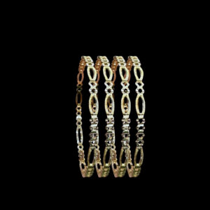 Elegant Gold Openwork Oval Bangles Set