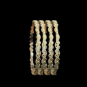 Radiant Gold Twisted Wave Bangles Set