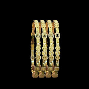 Ornate Gold Floral Nakshi Bangles Set