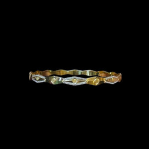 Elegant Two-Tone Gold Wavy Bangles Set