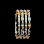 Elegant Two-Tone Gold Wavy Bangles Set