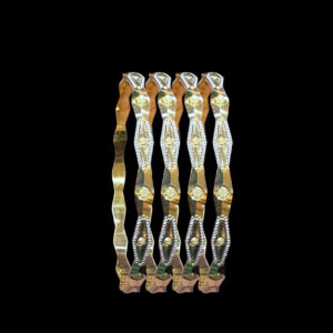 Elegant Two-Tone Gold Wavy Bangles Set