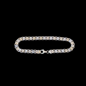 Elegant Two-Tone Silver Brick Link Bracelet