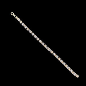 Elegant Two-Tone Silver Brick Link Bracelet