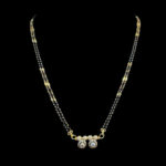 Dainty Diamond Twin Ball Black Bead Mangalsutra