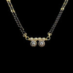 Dainty Diamond Twin Ball Black Bead Mangalsutra