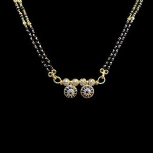 Dainty Diamond Twin Ball Black Bead Mangalsutra