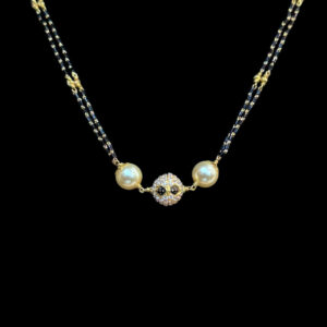 Elegant Pearl & Diamond Black Bead Mangalsutra